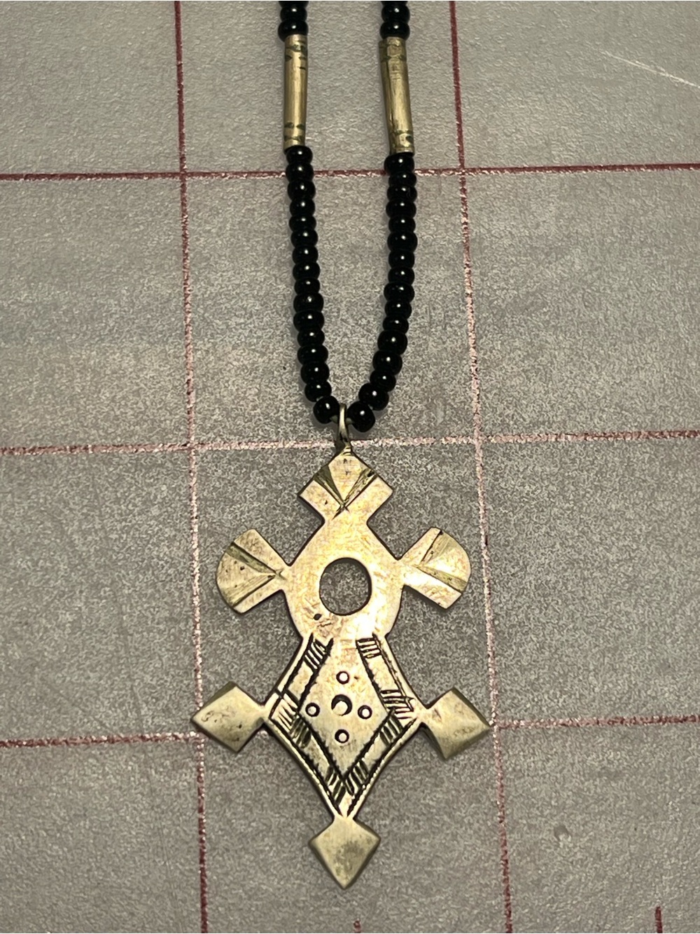 Antique Tuareg Southern Cross Necklace 7.25” Length